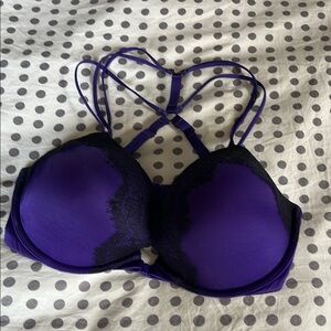 Elegant Purple and Black Lace Bra